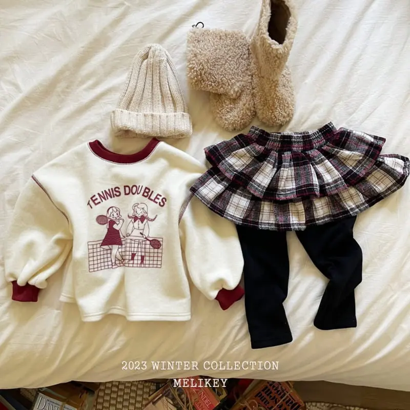 Melikey - Korean Children Fashion - #kidsstore - Check Cancan Skirt Leggings - 3