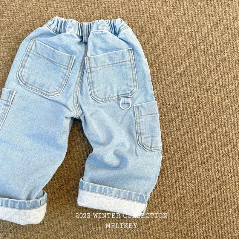 Melikey - Korean Children Fashion - #kidzfashiontrend - Denim Pocket Pants - 2