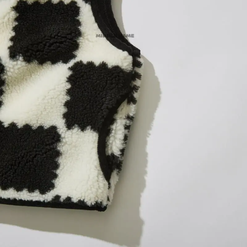 Middle Name - Korean Children Fashion - #discoveringself - Fleece Check Vest - 4
