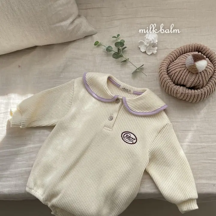 Milk Balm - Korean Baby Fashion - #babywear - Sailor Waffle Bodysuit - 2