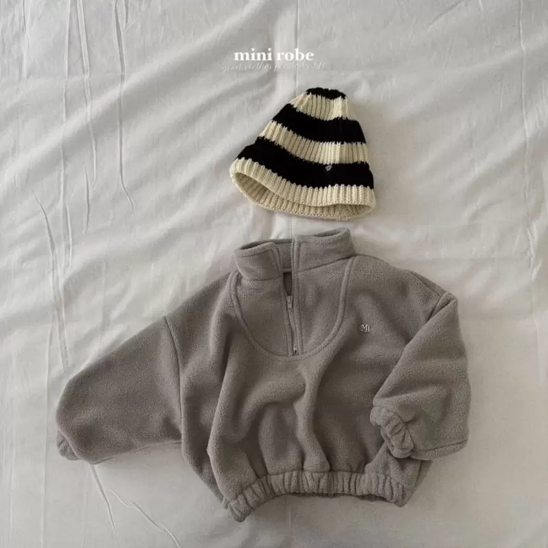 Mini Robe - Korean Baby Fashion - #babyootd - Bear Half Turtleneck Zip-up - 12