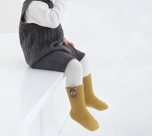 Miso - Korean Baby Fashion - #babyoutfit - Bear Patch Socks - 2