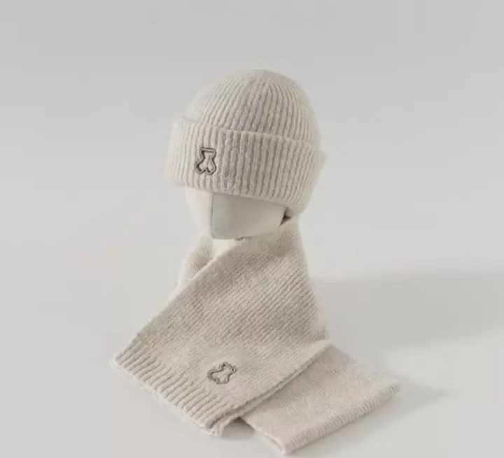Miso - Korean Children Fashion - #kidzfashiontrend - Embroidery Hat Muffler Set - 9
