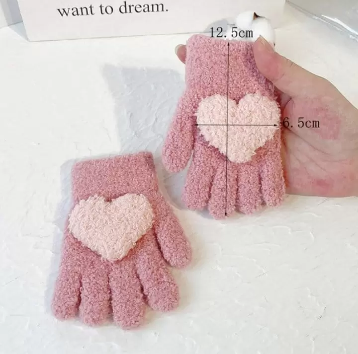 Miso - Korean Children Fashion - #littlefashionista - Heart Finger Gloves - 5