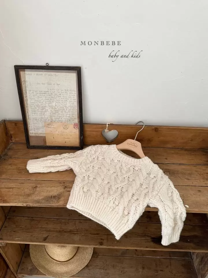 Monbebe - Korean Children Fashion - #kidsshorts - Cable Round Knit Tee