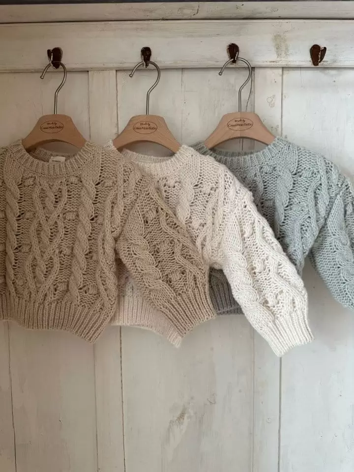 Monbebe - Korean Children Fashion - #magicofchildhood - Cable Round Knit Tee - 6