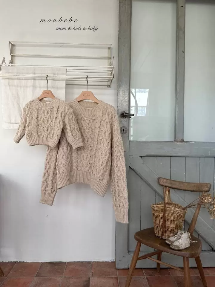 Monbebe - Korean Women Fashion - #womensfashion - Cable Round Knit Tee Mom - 12