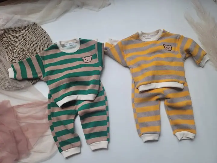 Moran - Korean Children Fashion - #stylishchildhood - Terry Bear Top Bottom Set - 4
