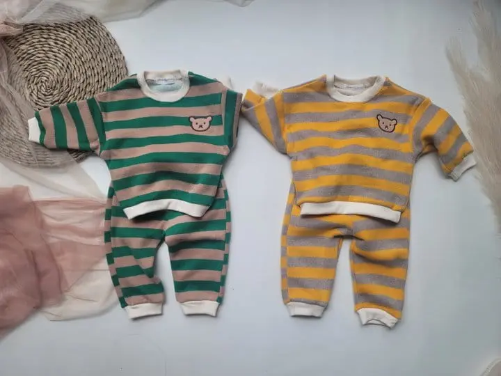 Moran - Korean Children Fashion - #childrensboutique - Terry Bear Top Bottom Set - 5