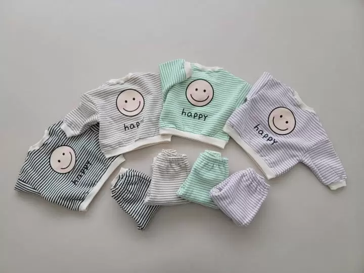 Moran - Korean Children Fashion - #kidsshorts - Happy Fleece Top Bottom Set