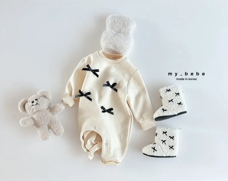 My Bebe - Korean Baby Fashion - #babyboutique - Ribbon Kangaree Bodysuit - 7