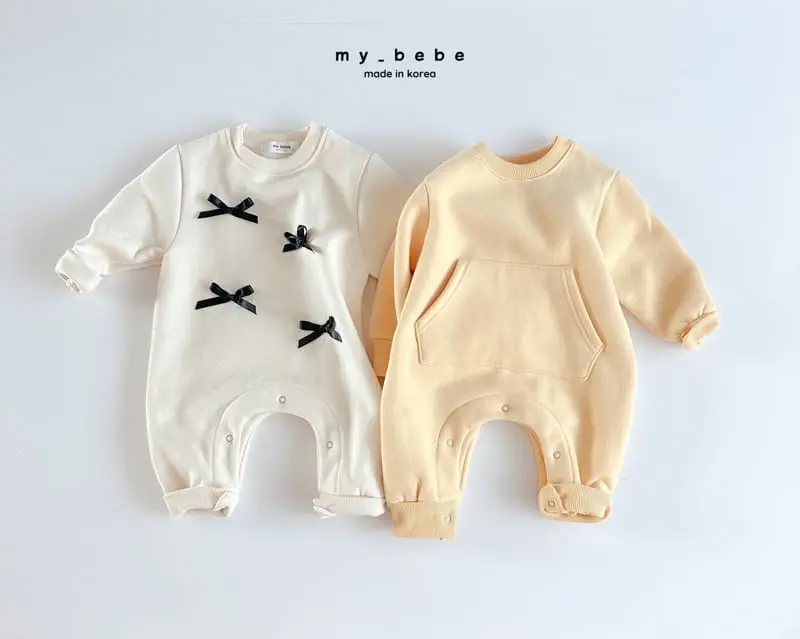My Bebe - Korean Baby Fashion - #babyoutfit - Ribbon Kangaree Bodysuit