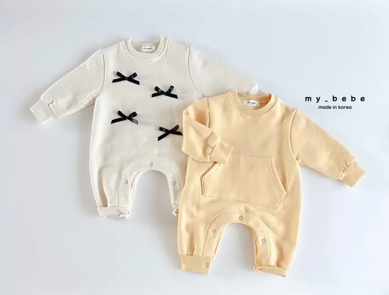 My Bebe - Korean Baby Fashion - #babyoutfit - Ribbon Kangaree Bodysuit - 2
