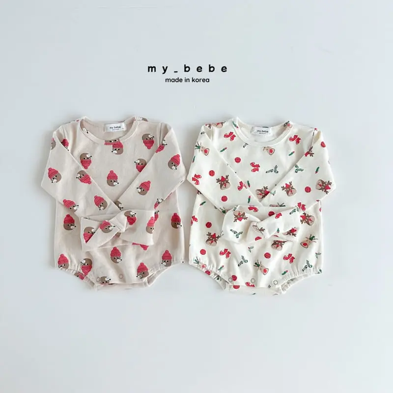 My Bebe - Korean Baby Fashion - #onlinebabyboutique - Bear Bear Hairband Bodysuit Set - 3