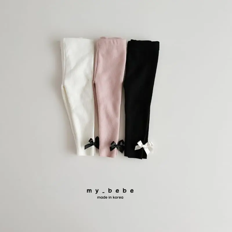My Bebe - Korean Children Fashion - #childofig - Fleece Ribbon Leggings - 2
