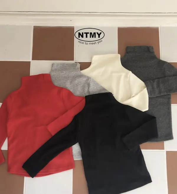 Nice To Meet You - Korean Children Fashion - #kidsshorts - Mocha Bonbon Turtleneck Tee - 12