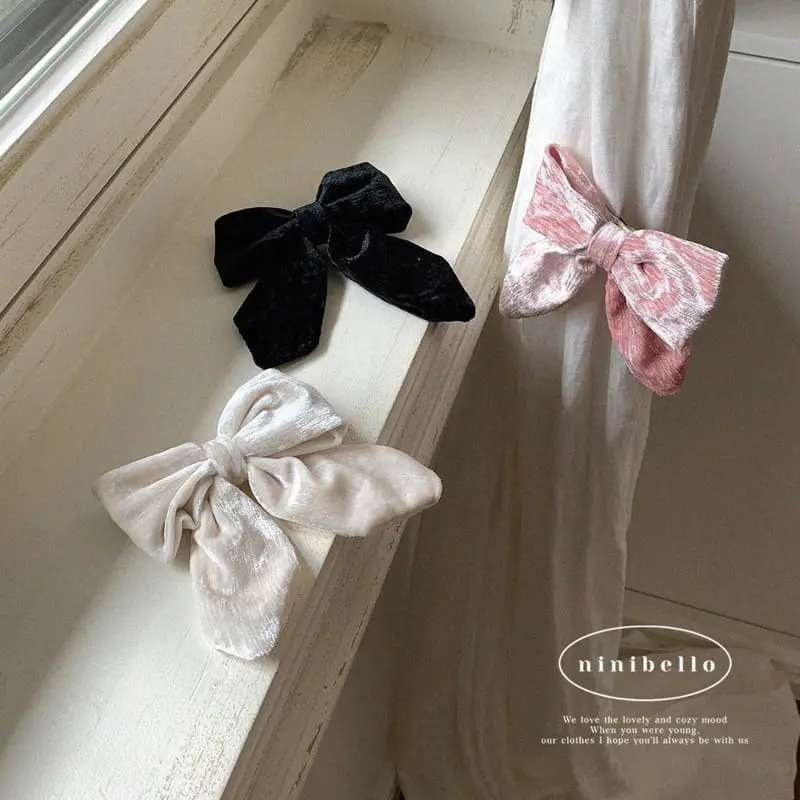 Ninibello - Korean Children Fashion - #kidsstore - Velvet Ribbon Hairpin - 3