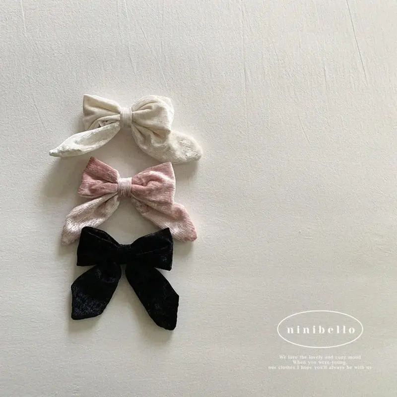 Ninibello - Korean Children Fashion - #kidsstore - Velvet Ribbon Hairpin - 4