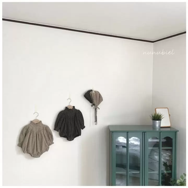 Nunubiel - Korean Baby Fashion - #babyclothing - Bebe Check Romper Bonnet - 9