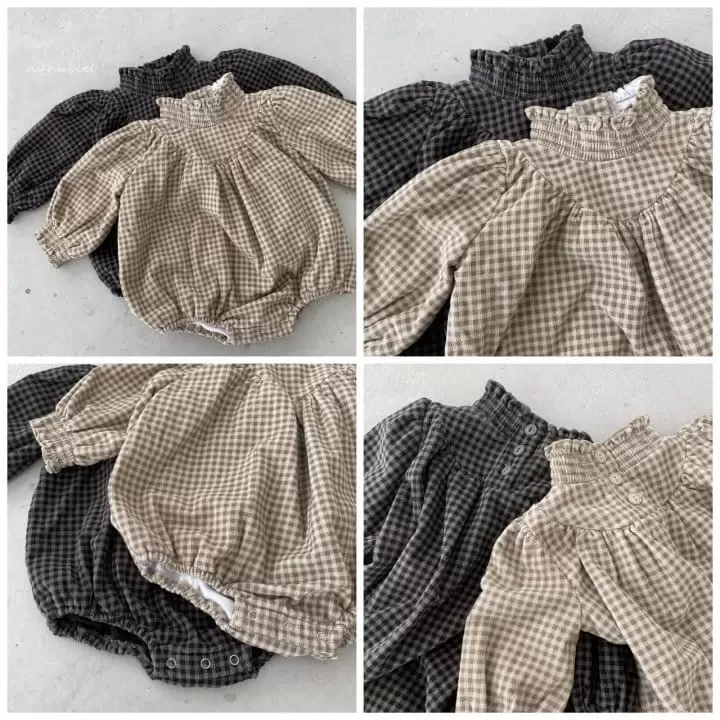 Nunubiel - Korean Baby Fashion - #onlinebabyshop - Bebe Check Romper Bonnet - 5