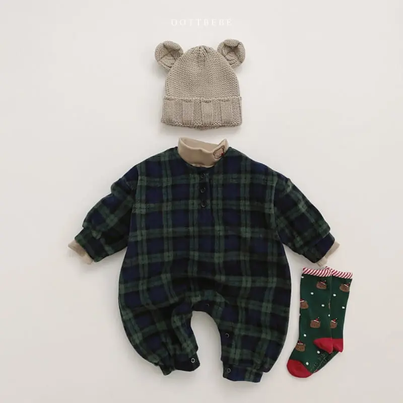 Oott Bebe - Korean Baby Fashion - #babyboutique - Merry Check Bodysuit - 2