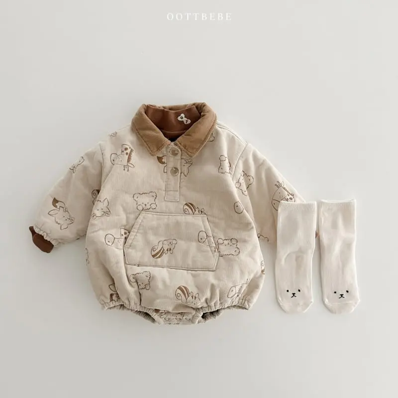 Oott Bebe - Korean Baby Fashion - #babyootd - Bear Rib Bodysuit - 7