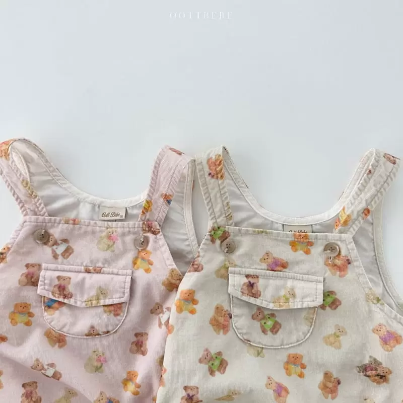 Oott Bebe - Korean Baby Fashion - #onlinebabyshop - Bear Friend Dungarees Bodysuit - 3