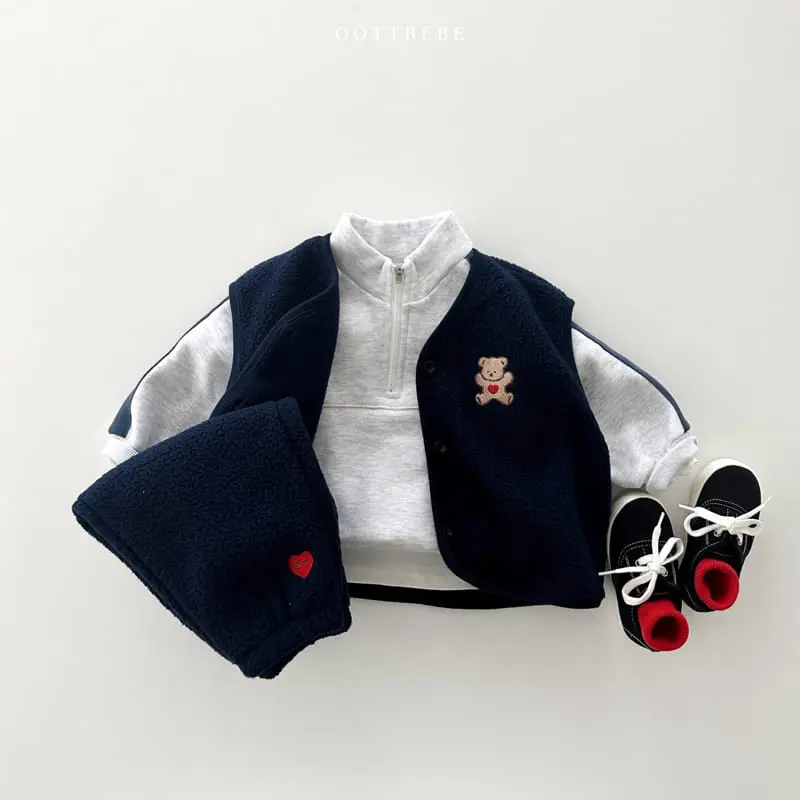 Oott Bebe - Korean Children Fashion - #kidsstore - Cozy Fleece Vest Set - 10