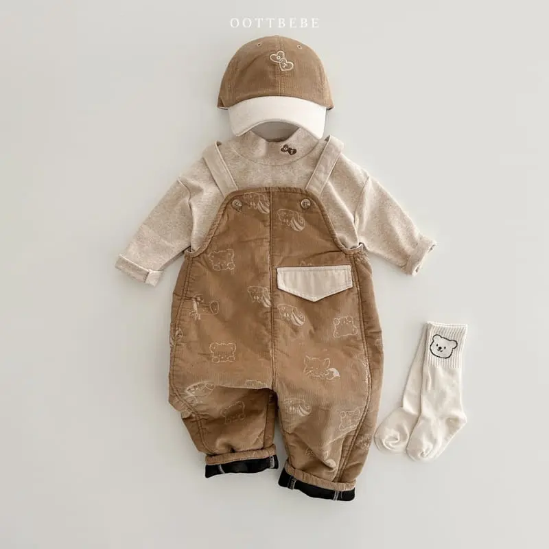 Oott Bebe - Korean Children Fashion - #kidsstore - Bear Rib Overall - 4