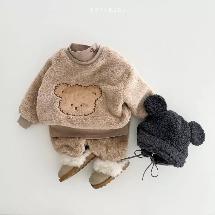 Oott Bebe - Korean Children Fashion - #stylishchildhood - Cozy Fleece Top Bottom Set - 12