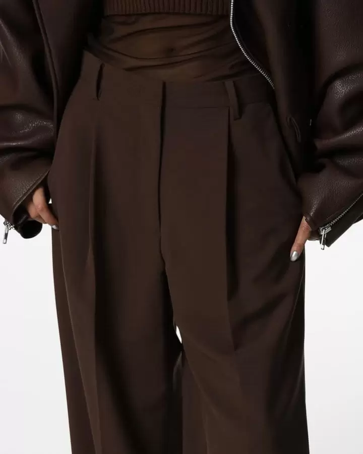Paper Moon - Korean Women Fashion - #momslook - high waist one pleated wide trousers - 2