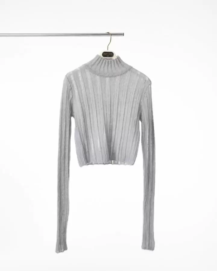 Paper Moon - Korean Women Fashion - #momslook - baby alpaca blend sheer mockneck knit top