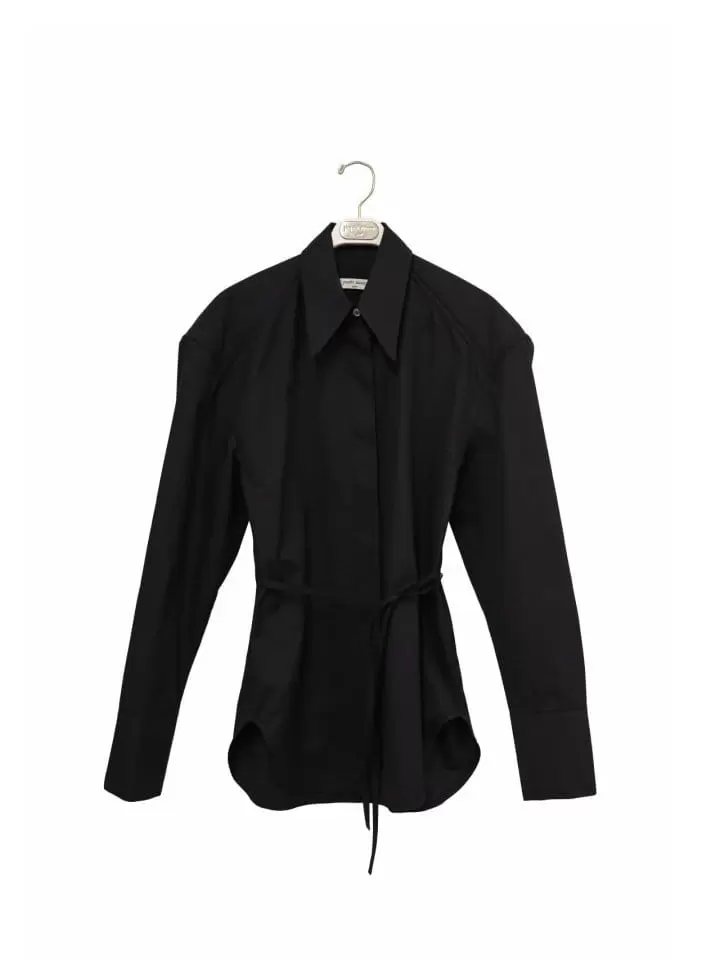 Paper Moon - Korean Women Fashion - #momslook - padded shoulder button down cotton shirt - 4