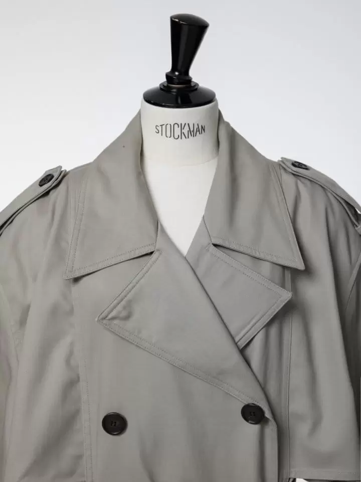 Paper Moon - Korean Women Fashion - #momslook - padded detail oversized double breasted trench coat - 4