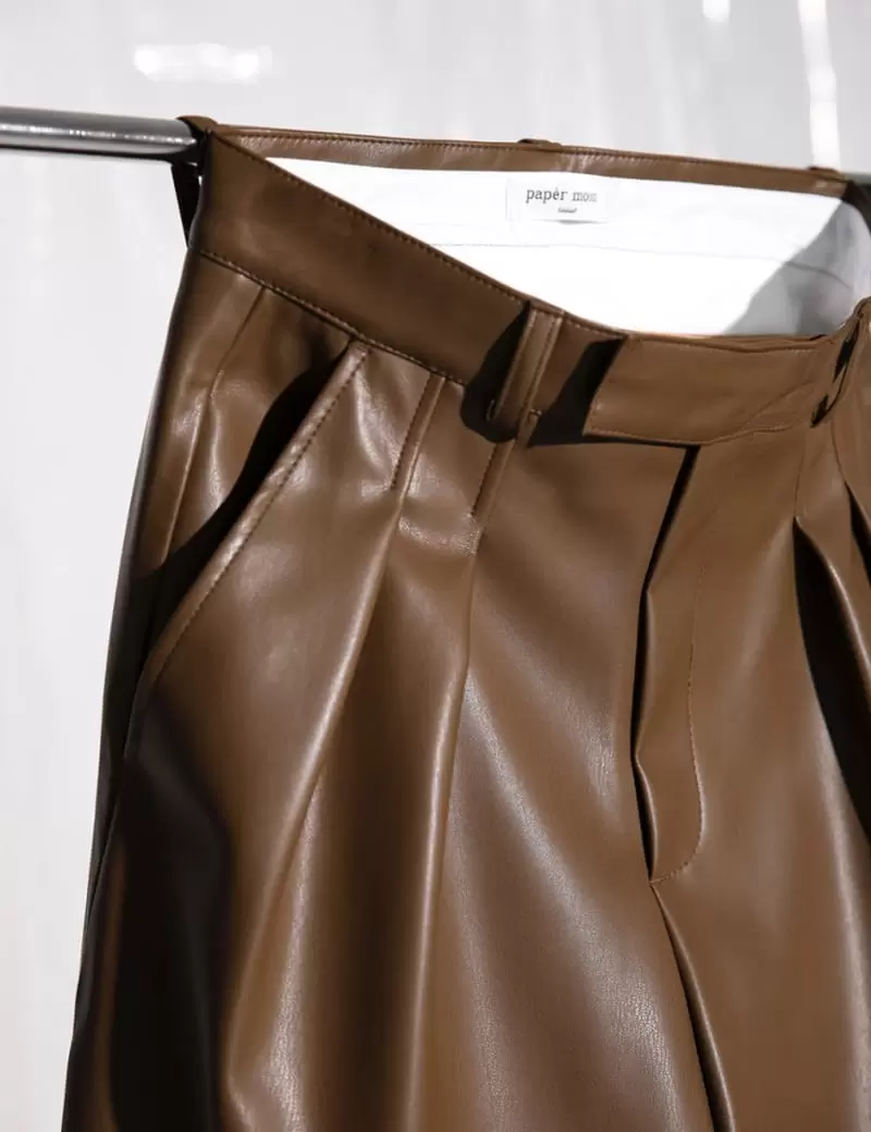 Paper Moon - Korean Women Fashion - #momslook - leather bermuda shorts - 3