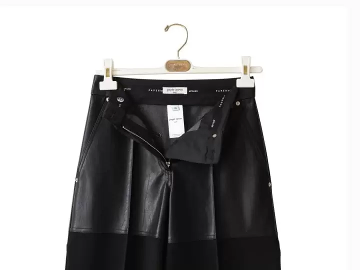 Paper Moon - Korean Women Fashion - #momslook - lambskin touch bi fabric wide trousers - 10