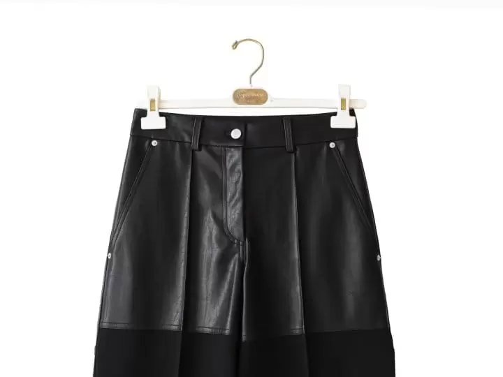 Paper Moon - Korean Women Fashion - #momslook - lambskin touch bi fabric wide trousers - 8