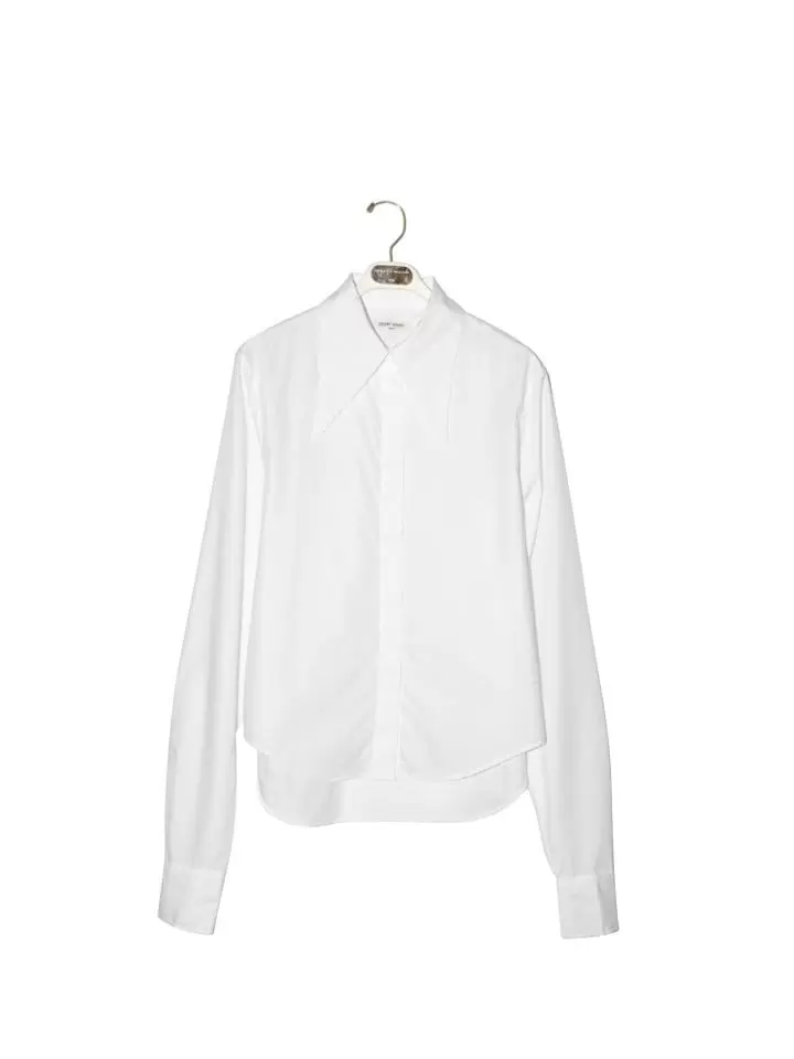 Paper Moon - Korean Women Fashion - #momslook - point collar maxi sleeved button down slim shirt - 2