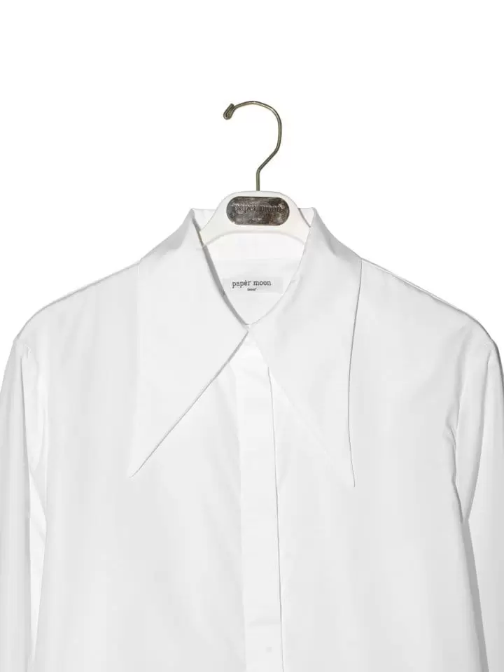 Paper Moon - Korean Women Fashion - #womensfashion - point collar maxi sleeved button down slim shirt - 4
