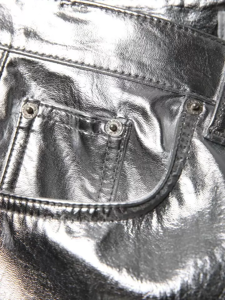Paper Moon - Korean Women Fashion - #momslook - patent vegan leather coated straight pants - 3