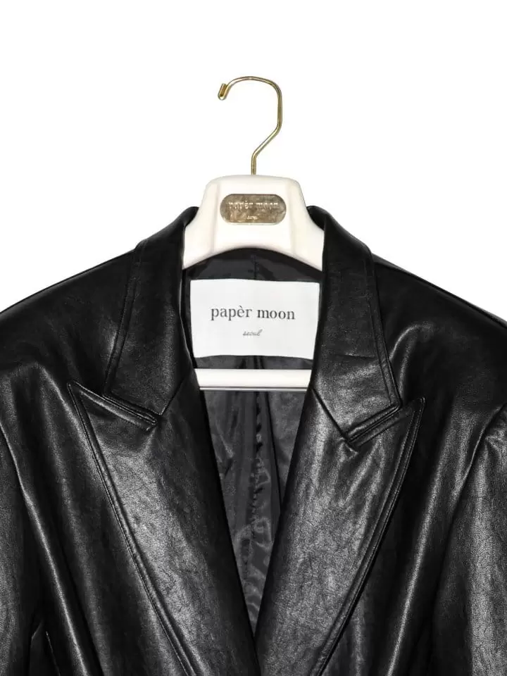 Paper Moon - Korean Women Fashion - #momslook - oversized vegan leather robe maxi coat - 9