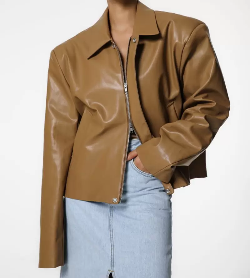 Paper Moon - Korean Women Fashion - #momslook - two way zipped vegan leather jacket - 12