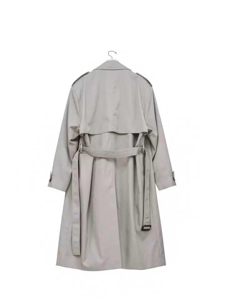 Paper Moon - Korean Women Fashion - #romanticstyle - padded detail oversized double breasted trench coat - 10