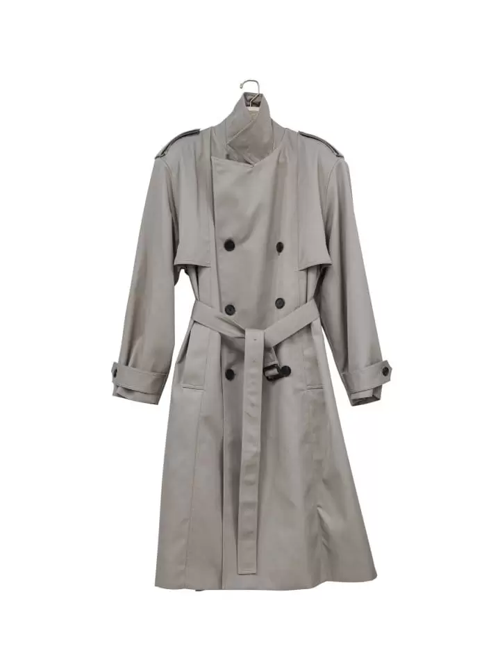 Paper Moon - Korean Women Fashion - #shopsmall - padded detail oversized double breasted trench coat - 11