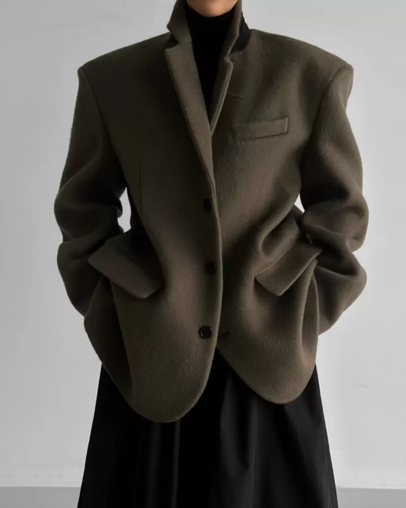 Paper Moon - Korean Women Fashion - #shopsmall - LUX camel blend wool oversized single blazer - 7
