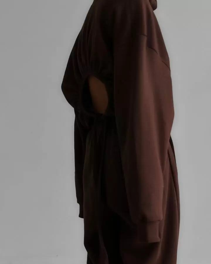 Paper Moon - Korean Women Fashion - #shopsmall - back less shirred detail strap detail hooded top - 2