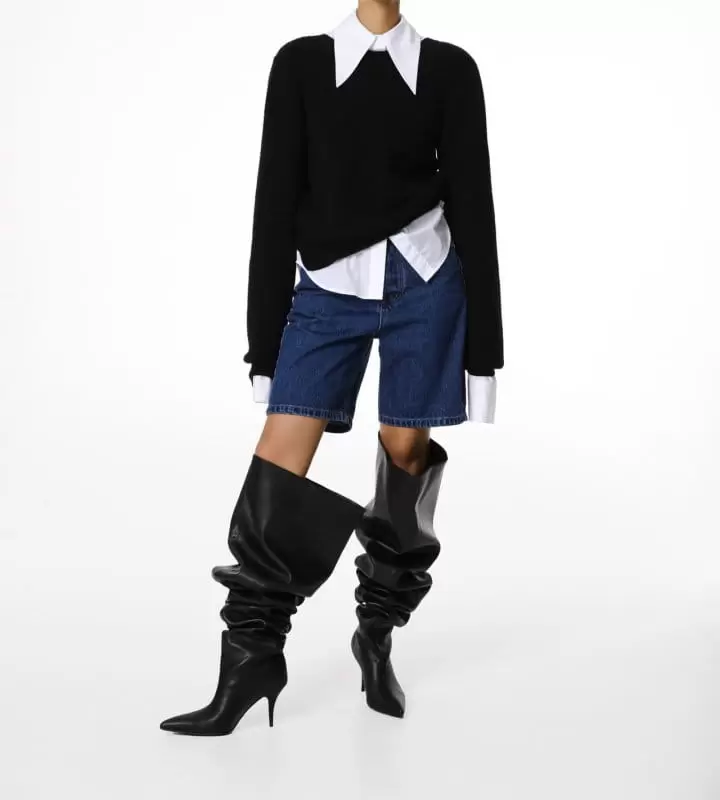 Paper Moon - Korean Women Fashion - #vintageinspired - classic slim fit indigo denim bermuda shorts - 8