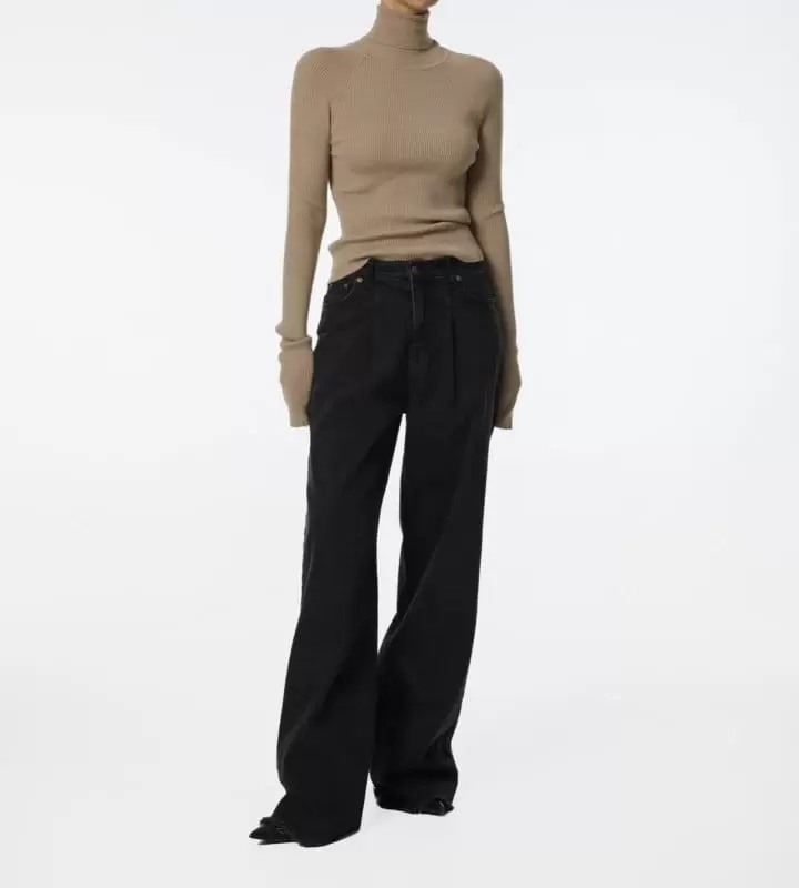Paper Moon - Korean Women Fashion - #vintageinspired - pin ~ tuck detail wide black jeans