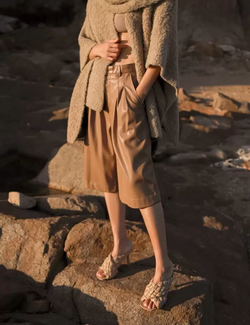 Paper Moon - Korean Women Fashion - #vintagekidsstyle - leather bermuda shorts - 6