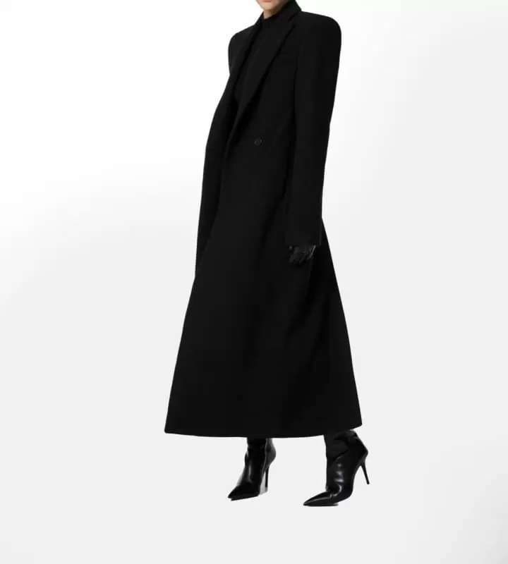Paper Moon - Korean Women Fashion - #vintageinspired - virgin 100 % wool peak lapel tailored maxi coat - 4